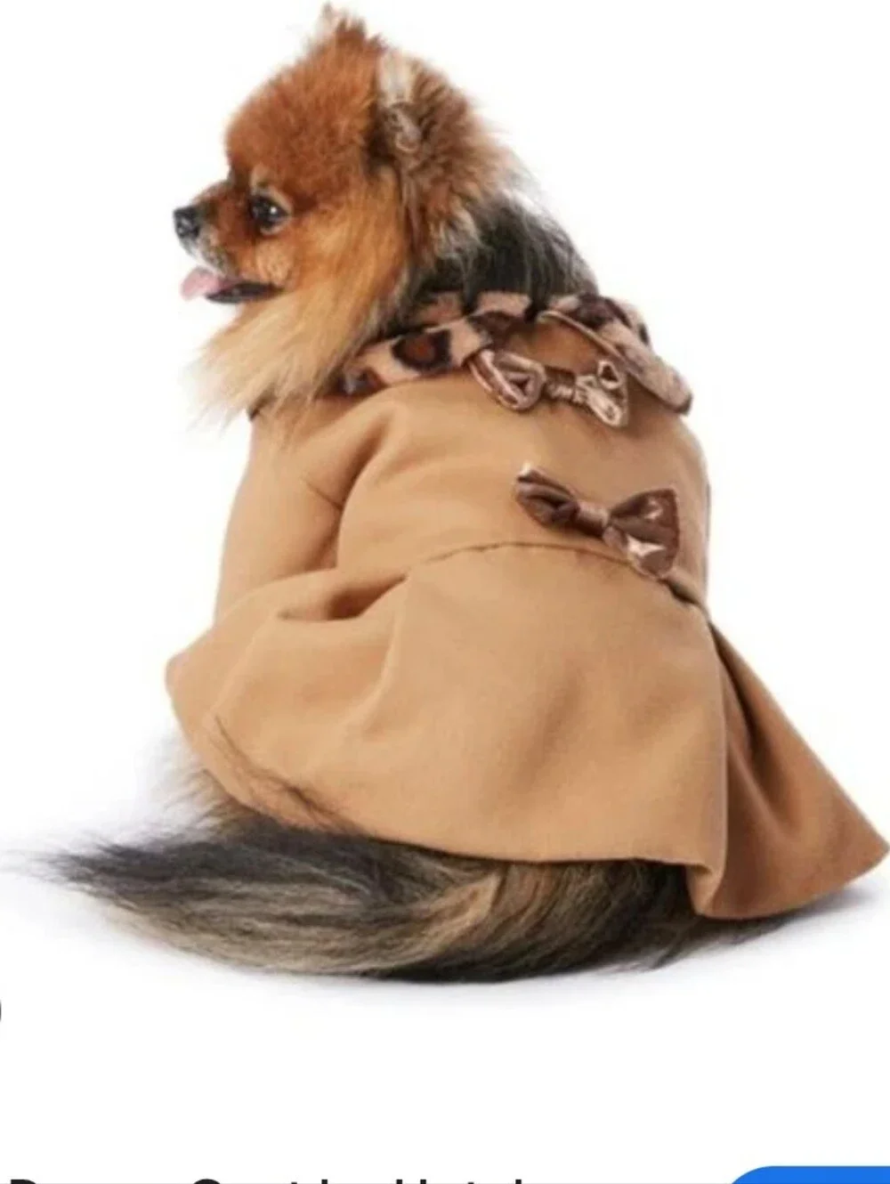 Plush Camel Bow-Accent Faux Fur Collar Dog Dress